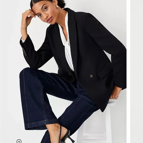 Ann Taylor wool double-breasted Navy Blazer